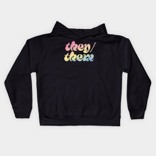 They/Them Pronouns --- Retro Style Design Kids Hoodie